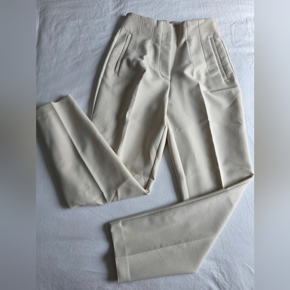 ZARA High-Waisted Pants Beige
